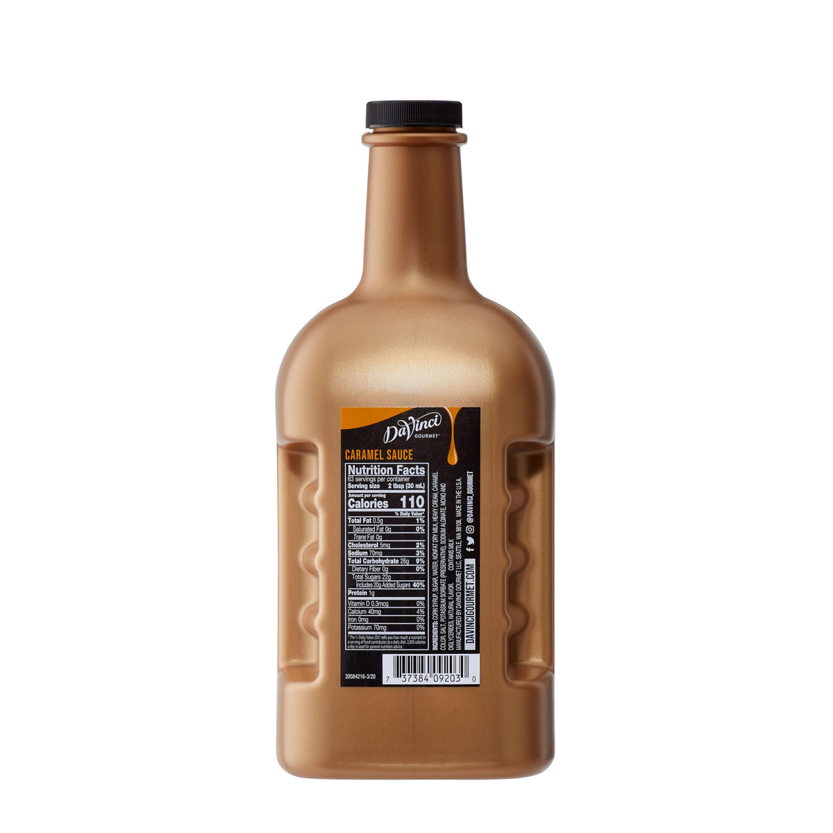 Creamy caramel drizzle over whipped cream for dessert topping using DaVinci Gourmet sauce.