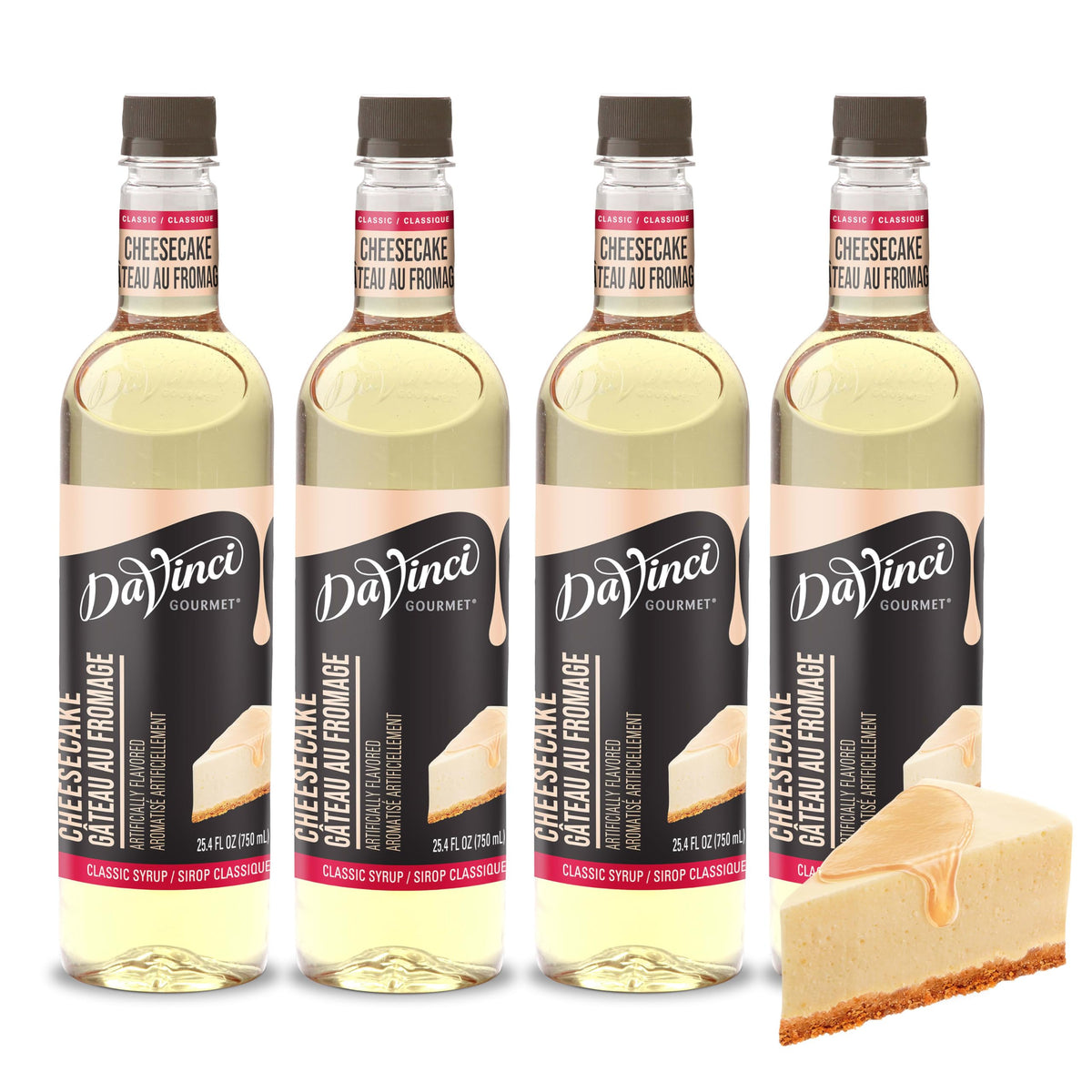 DaVinci Gourmet Classic Cheesecake Syrup bottle shows creamy flavor for beverages