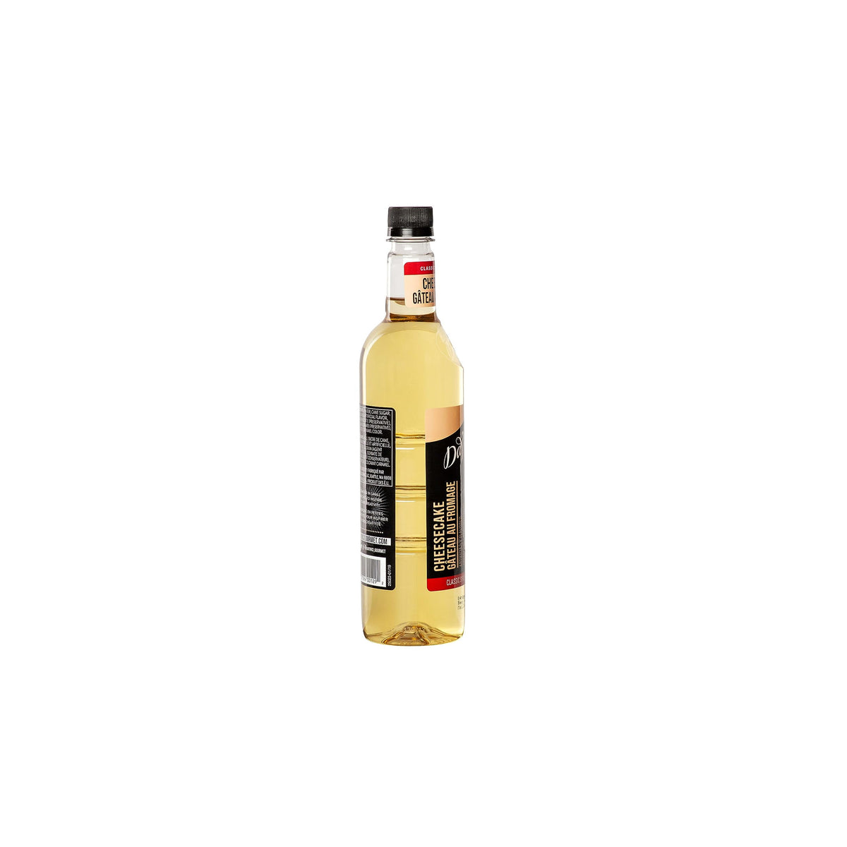 DaVinci Gourmet Classic Cheesecake Syrup pour on a dessert topping setup for indulgence