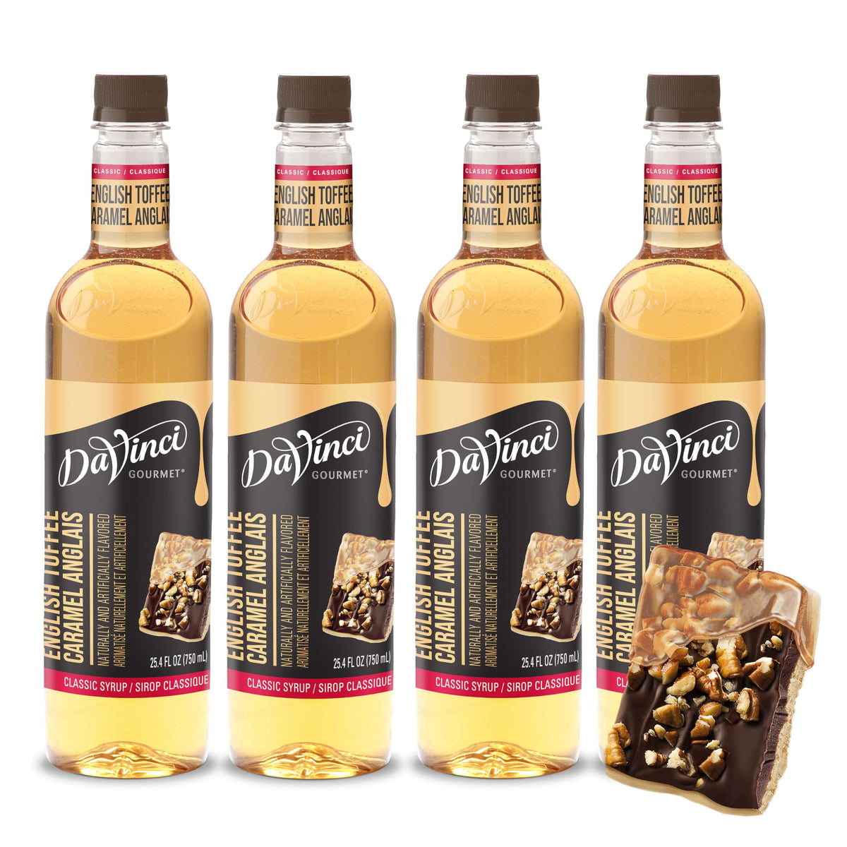 DaVinci Gourmet Classic English Toffee syrup bottle enhances coffees and beverages