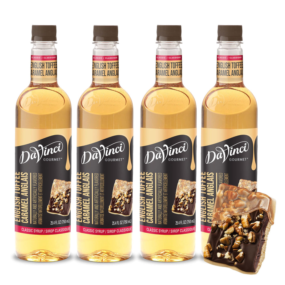DaVinci Gourmet Classic English Toffee syrup bottle enhances coffees and beverages