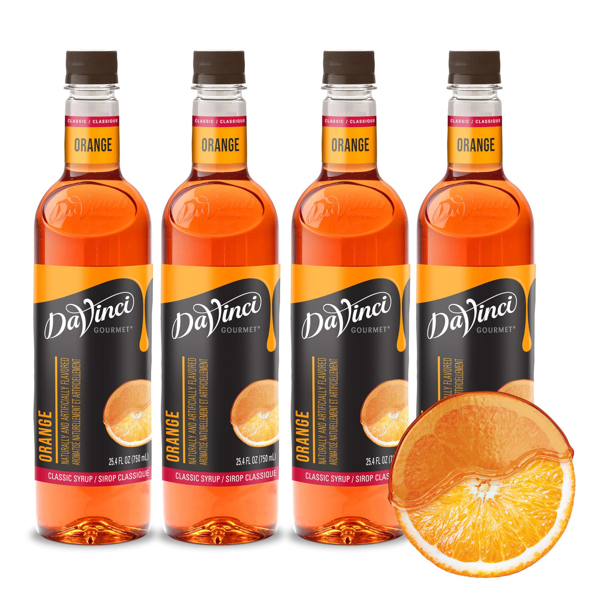 DaVinci Gourmet Classic Orange Syrup bottle highlighting vibrant citrus flavor for cocktails and coffee