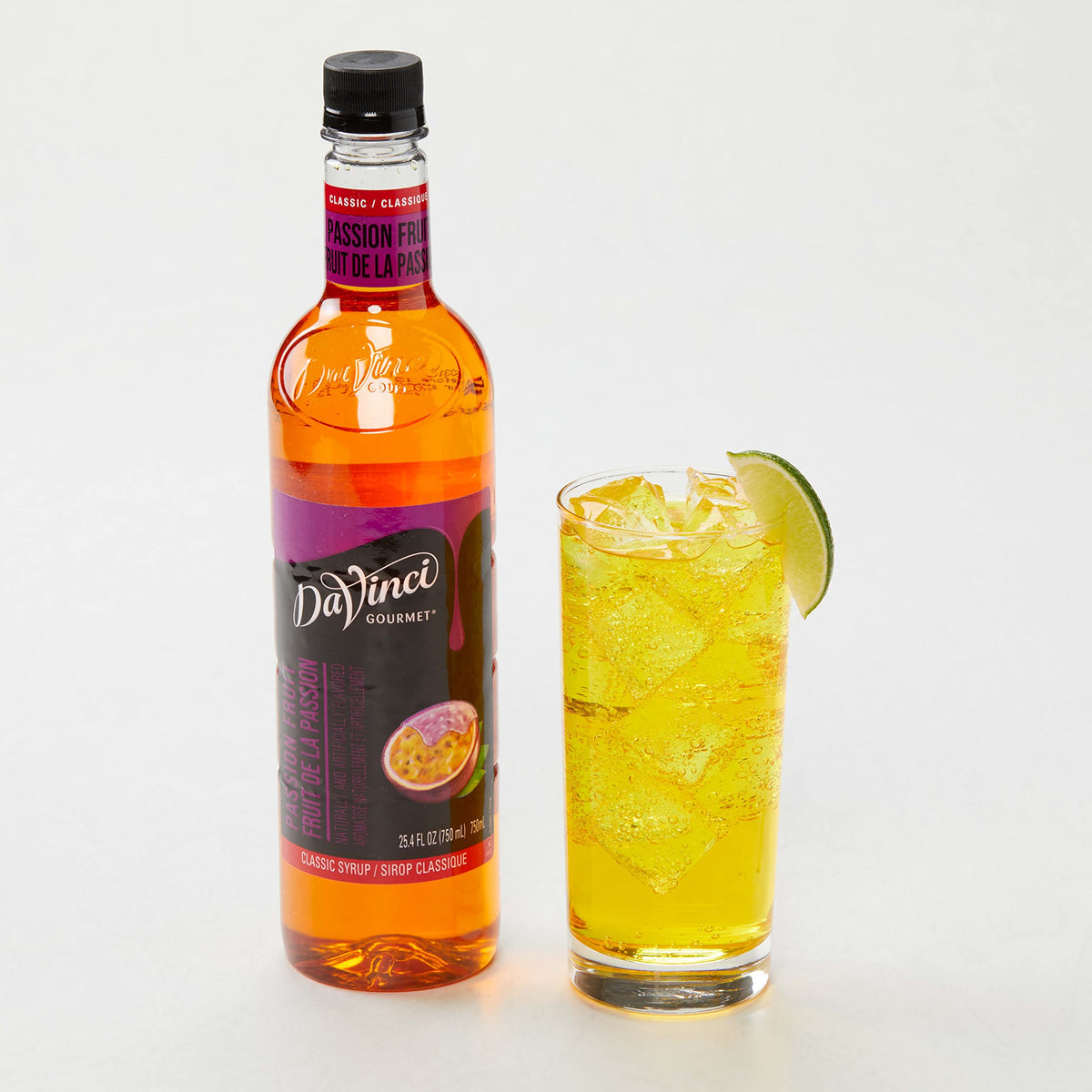 DaVinci Gourmet Classic Passion Fruit Syrup blends smoothly with dairy for silky beverages.