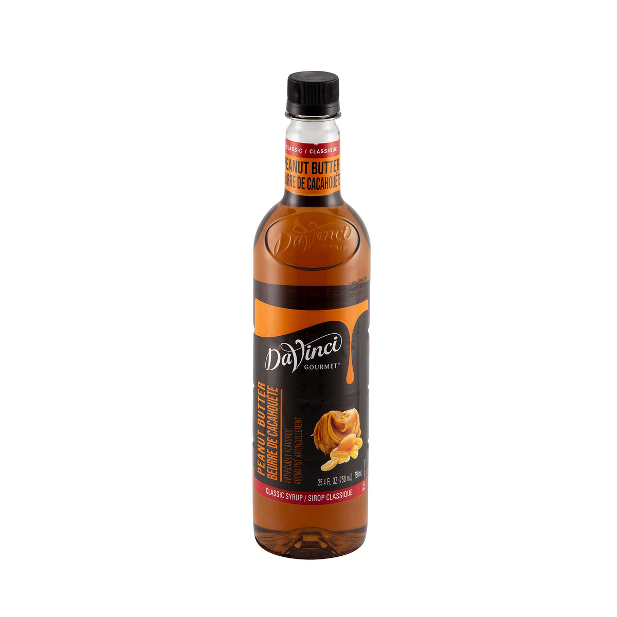 DaVinci Gourmet Classic Peanut Butter Syrup cap and seal indicating quality control.