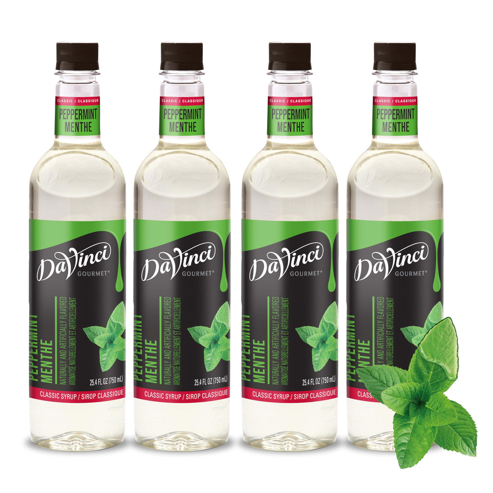 DaVinci Gourmet Classic Peppermint Syrup bottle front view with premium mint flavor.