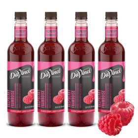 DaVinci Gourmet Classic Raspberry Syrup bottle front showing premium berry flavor.