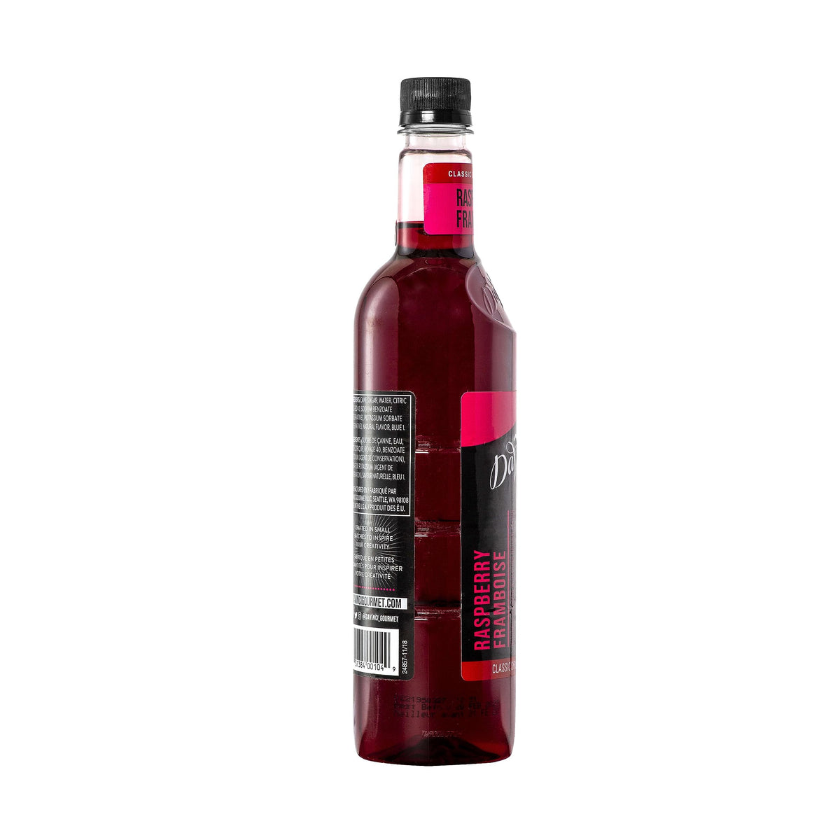 DaVinci Gourmet Classic Raspberry Syrup four-pack on shelf.