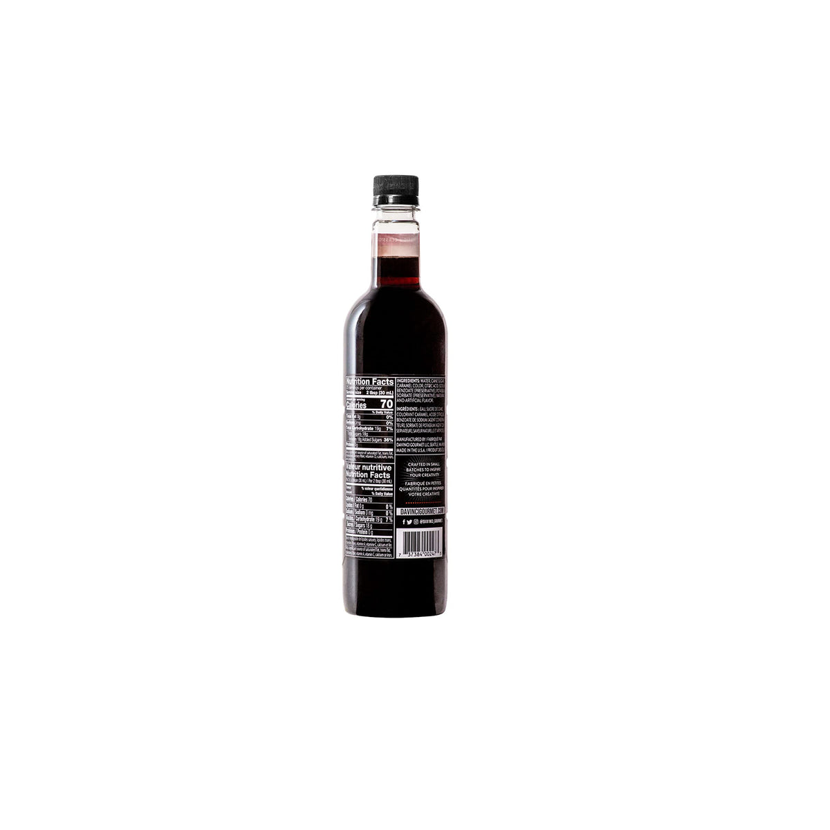 Pour-spout bottle of DaVinci Classic Tiramisu Syrup for quick cafe beverages.