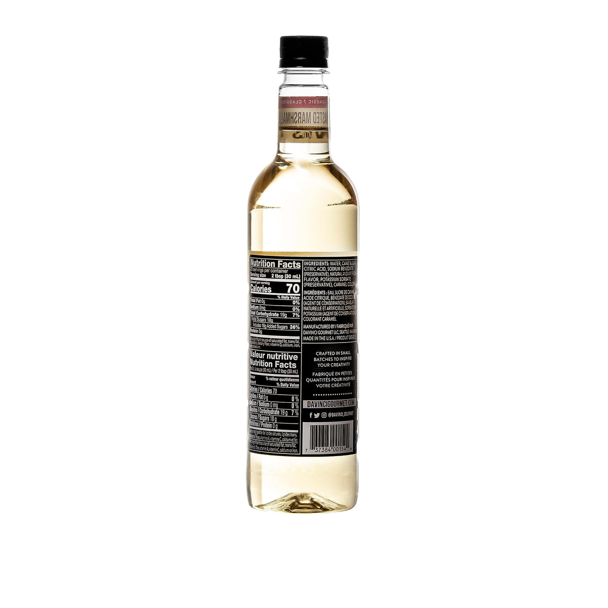 DaVinci Gourmet Classic Toasted Marshmallow syrup pour adds marshmallow notes to coffees.