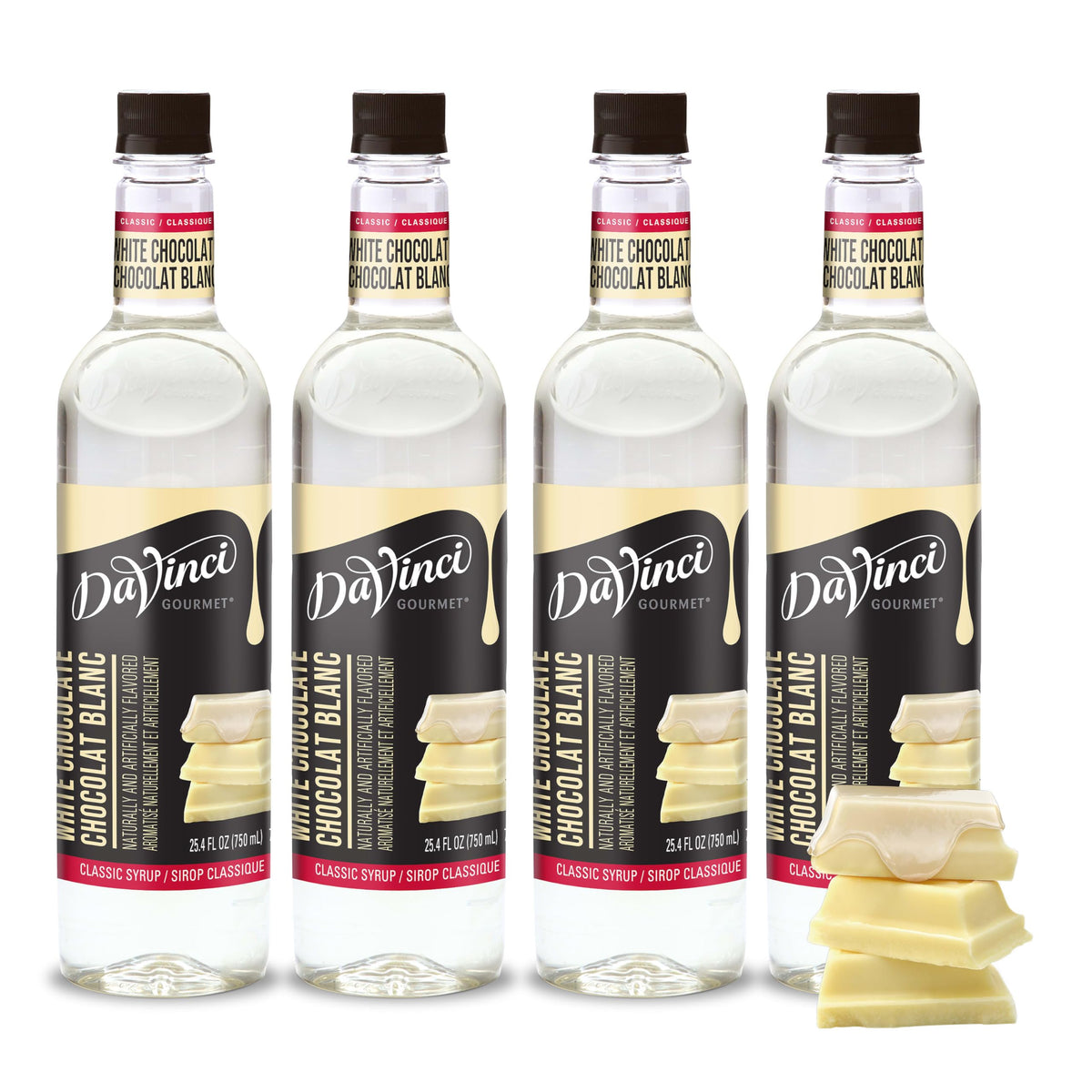 DaVinci Gourmet Classic White Chocolate Syrup bottle adds rich flavor to coffee and desserts