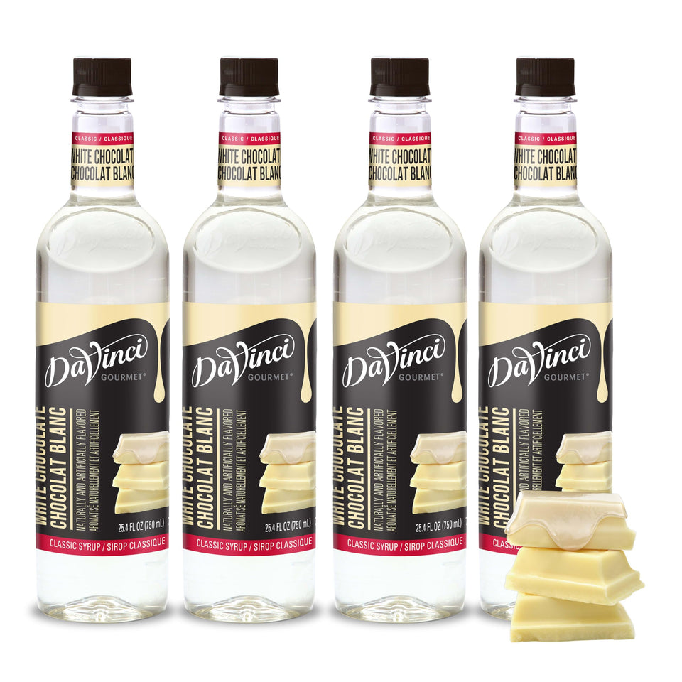 DaVinci Gourmet Classic White Chocolate Syrup bottle adds rich flavor to coffee and desserts