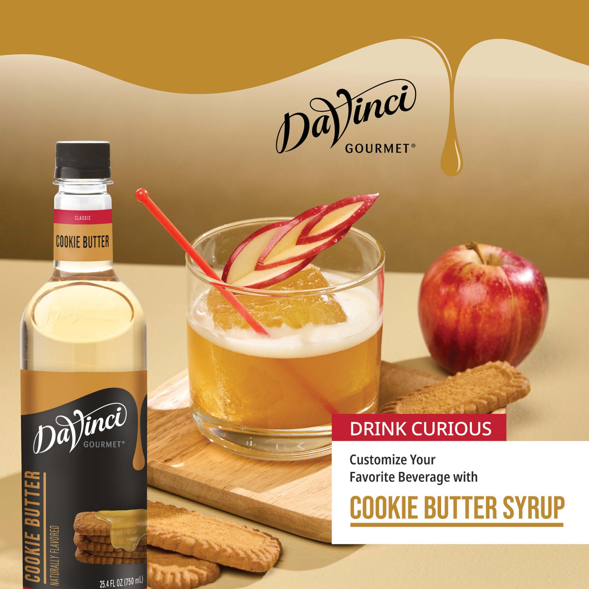 DaVinci Gourmet Cookie Butter Syrup added to coffee creates cozy notes