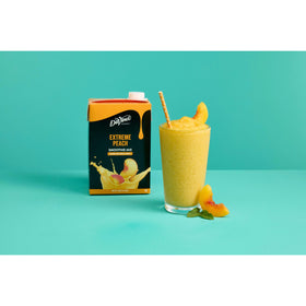 DaVinci Gourmet Extreme Peach Smoothie on shelf image signals shelf-stable convenience for quick mixes.
