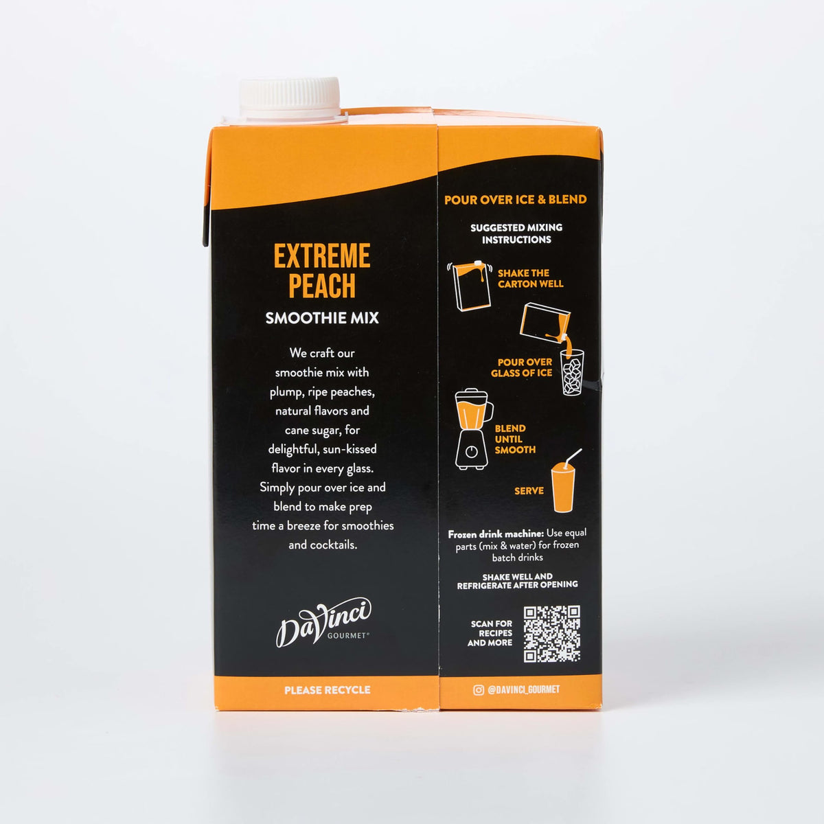 DaVinci Gourmet Extreme Peach Smoothie peach close-up suggests juicy fruit for flavor-packed drinks.