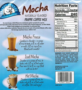 DaVinci Gourmet Frappe Freeze Mocha cup served over ice, ready to blend or sip