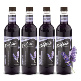 DaVinci Gourmet Lavender Syrup bottle shows the purple hue, ideal for coffee and lemonades.