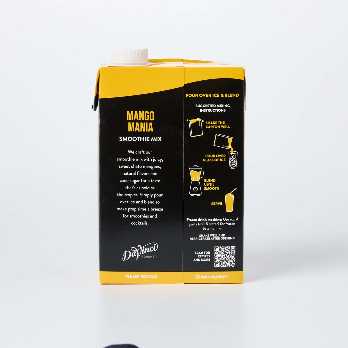 DaVinci Mango Mania no-preservatives claim reassures simple ingredients.