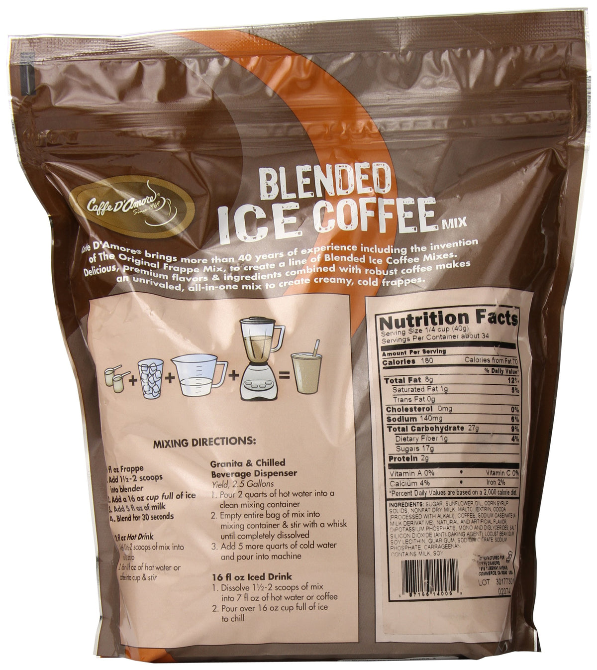 DaVinci Gourmet Mocha Blended Iced Coffee Mix served in cup emphasizes creamy texture