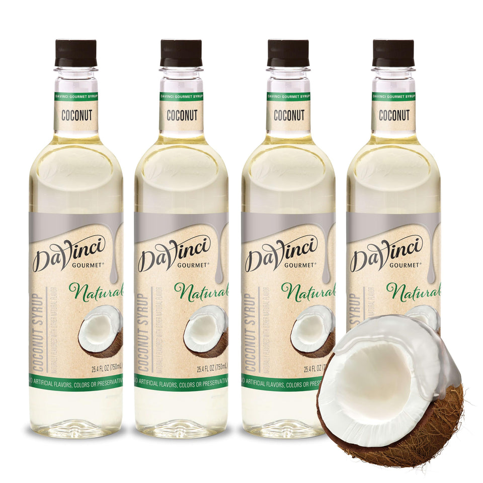DaVinci Gourmet Naturals Coconut Syrup bottle showing tropical flavor profile for beverages
