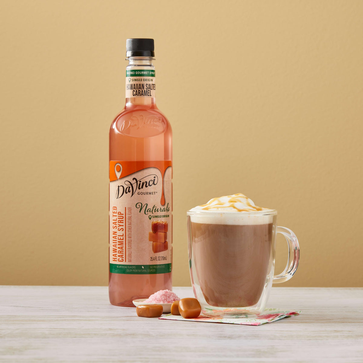 DaVinci Gourmet Naturals Hawaiian Salted Caramel versatile syrup for signature drinks.