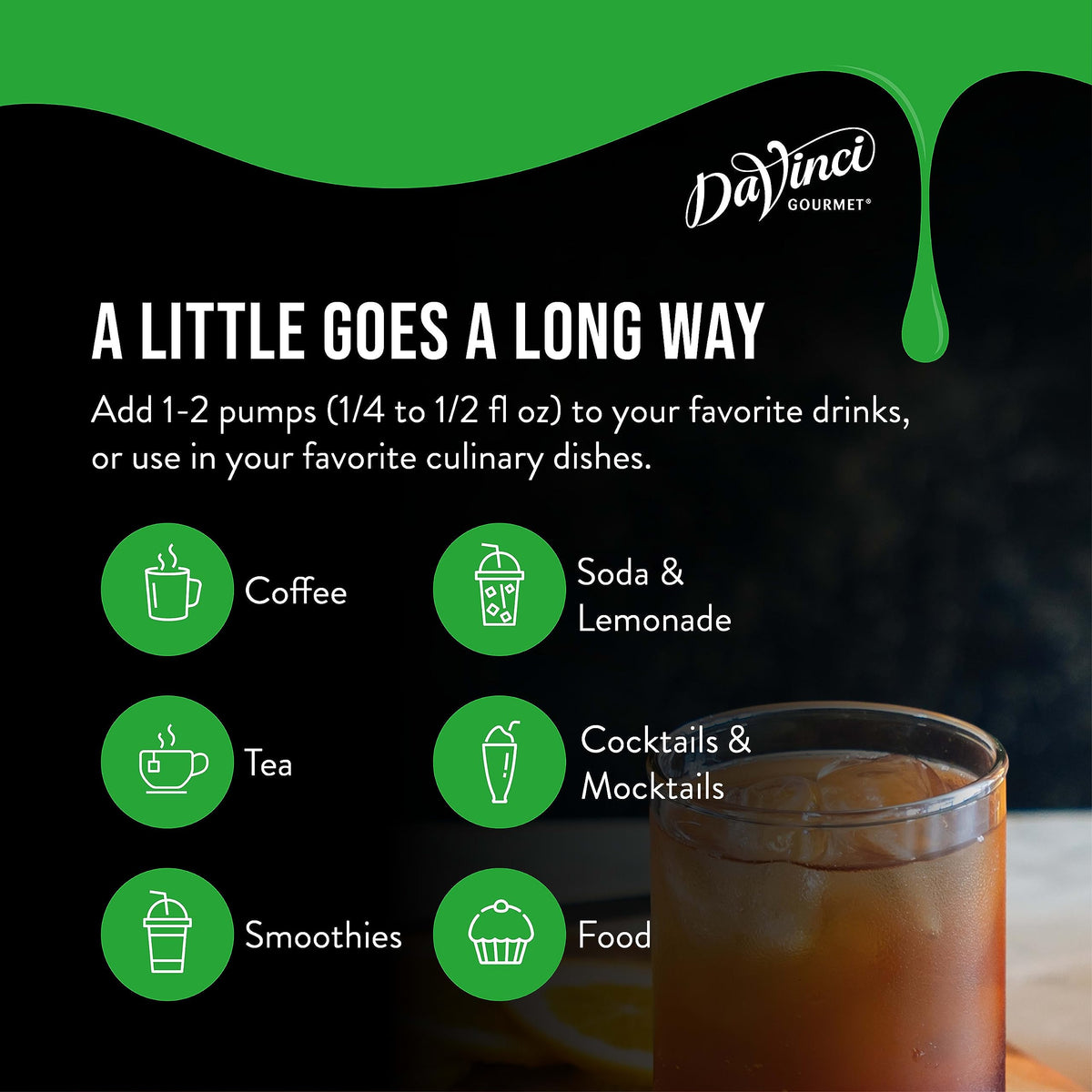 DaVinci Gourmet Naturals Irish Cream Syrup added to coffee for deeper flavor.