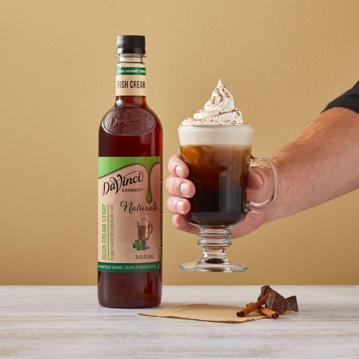DaVinci Gourmet Naturals Irish Cream Syrup demonstrates versatile flavor in mocktails.