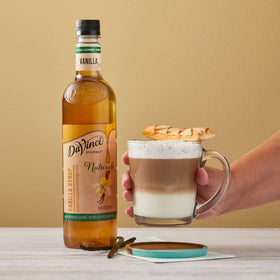 DaVinci Gourmet Naturals Vanilla Syrup on a dessert setup for indulgence