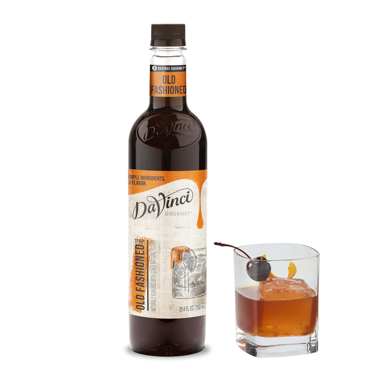 DaVinci Gourmet Old Fashioned Syrup bottle front for premium cocktails.