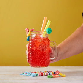 DaVinci Gourmet Sour Gummy Syrup ingredients closeup hints at pure cane sugar base.