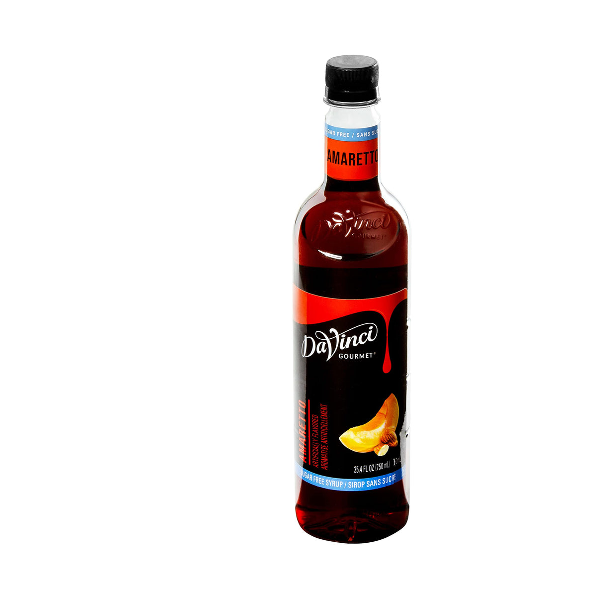 DaVinci Gourmet Amaretto syrup drizzle on a dessert topping