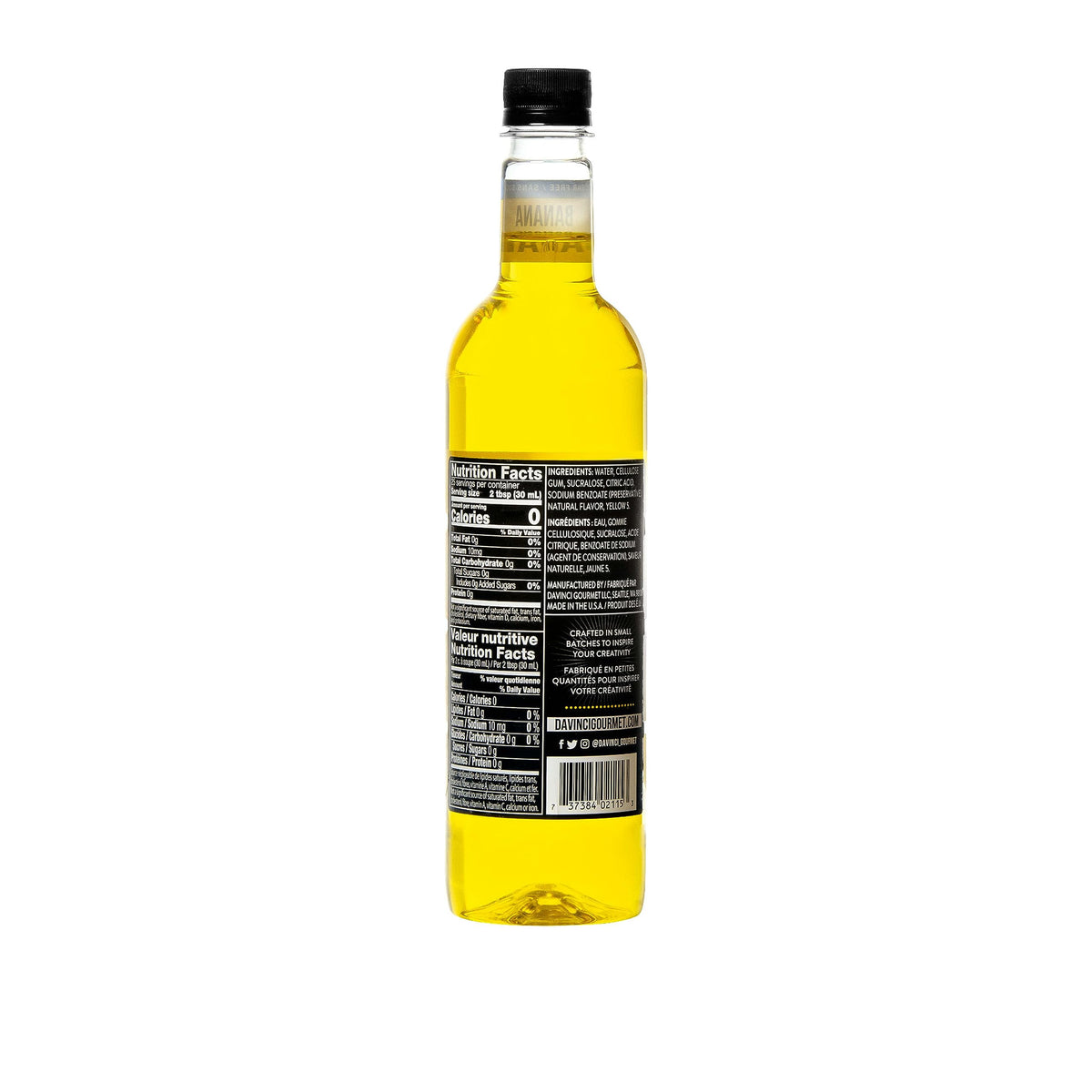 DaVinci Gourmet Sugar-Free Banana Syrup ideal for hot or cold beverages.