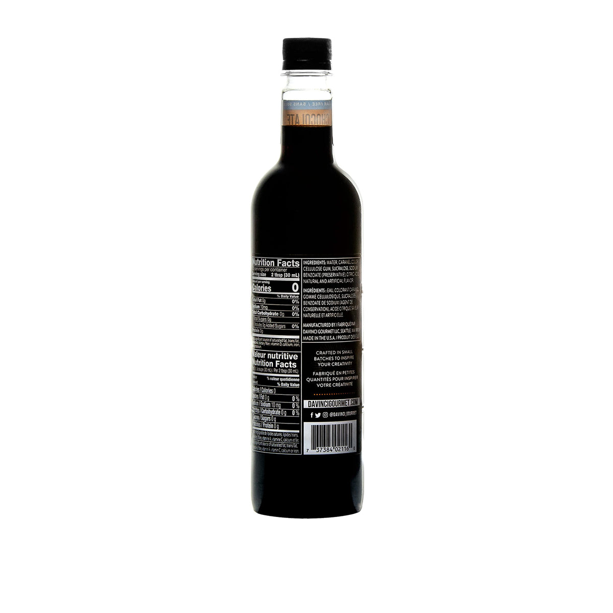 DaVinci Gourmet Sugar-Free Chocolate Syrup pour over coffee for flavor