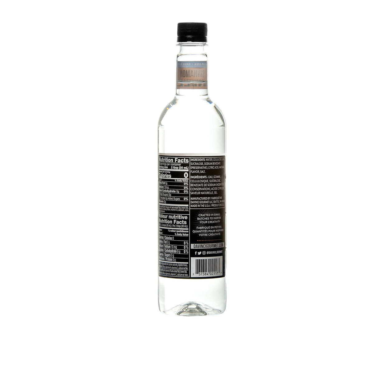 Pouring DaVinci Sugar-Free Cinnamon Syrup adds warm cinnamon notes.