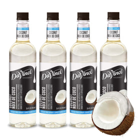 DaVinci Gourmet Sugar Free Coconut Syrup bottle hero, tropical flavor without sugar for everyday beverages.