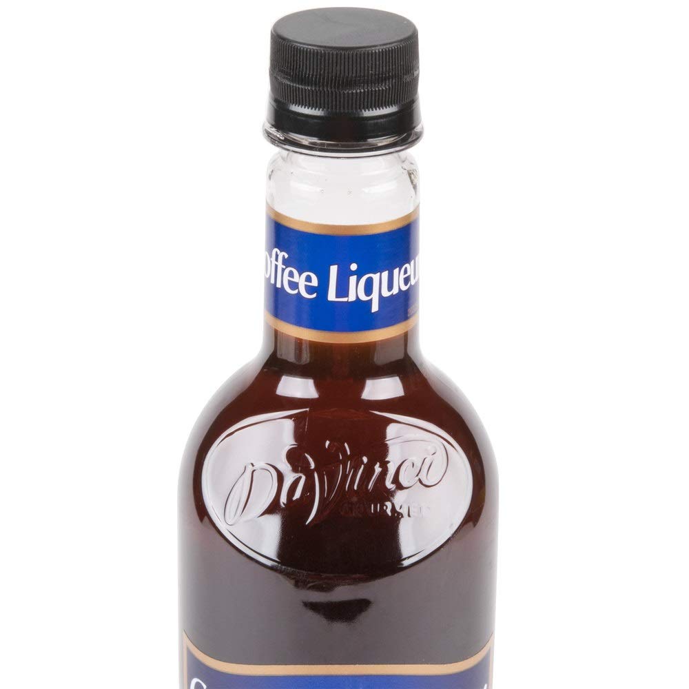 DaVinci Gourmet sugar-free coffee liqueur syrup bottle pour-ready, versatile for baking.