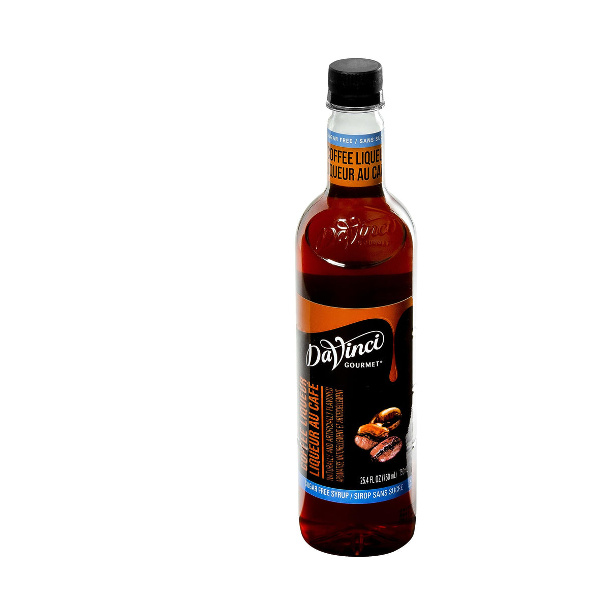 DaVinci Gourmet Sugar-Free Coffee Liqueur Syrup ingredients closeup signals culinary versatility.