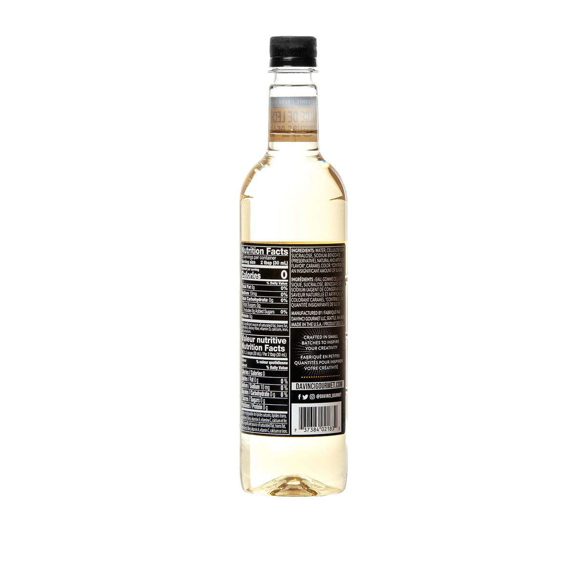 DaVinci Gourmet sugar-free syrup poured into coffee for a dairy-friendly mix