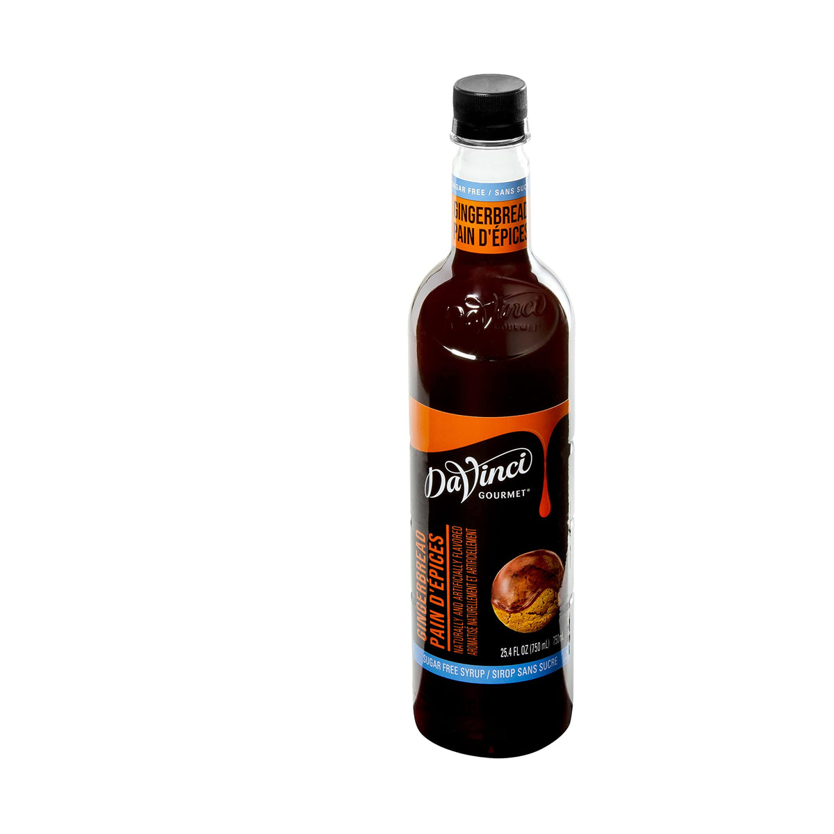 DaVinci Gourmet sugar-free gingerbread syrup spice blend close-up for festive aroma.