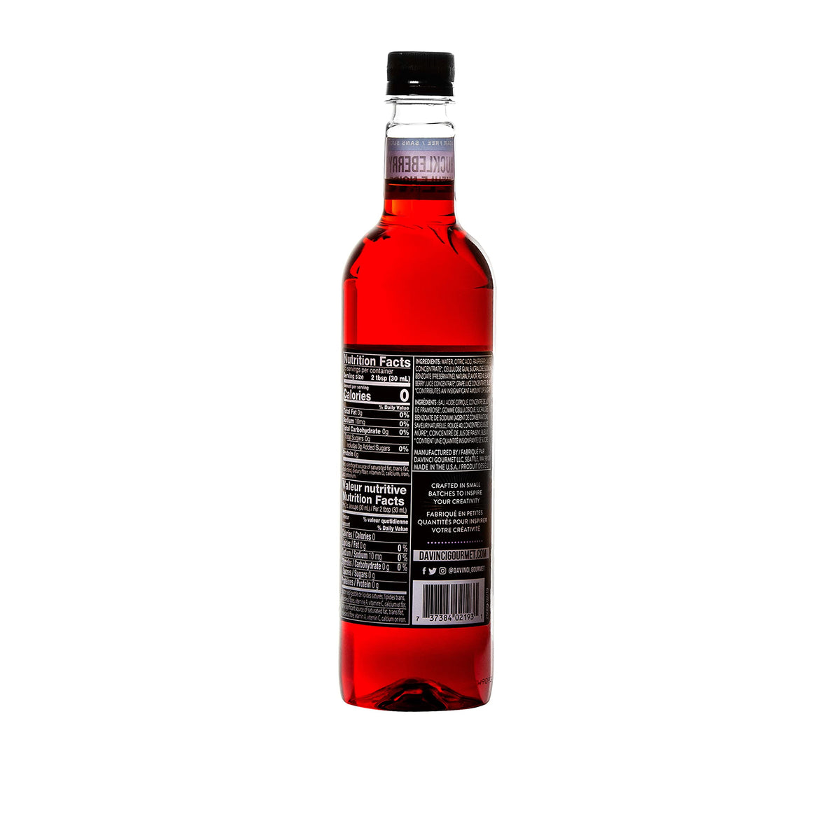 Sugar-Free Huckleberry syrup dispensing pump highlights easy, mess-free flavoring in beverages.