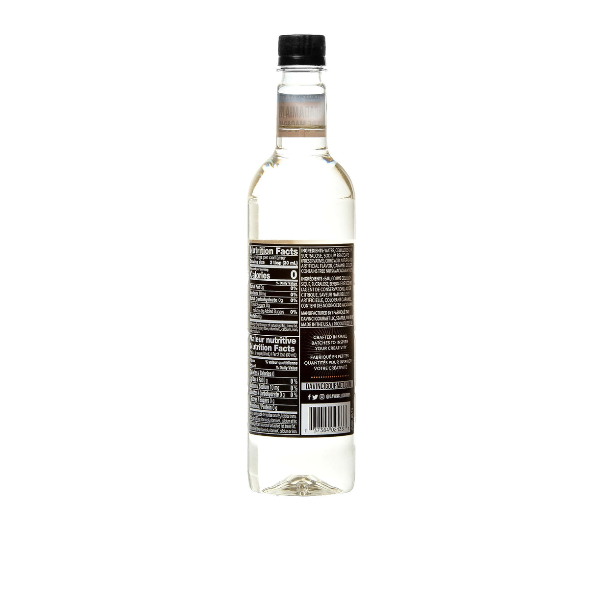 Pouring DaVinci Gourmet Macadamia Syrup shows smooth mixability for hot or cold drinks.