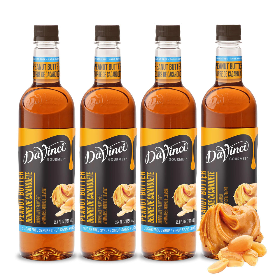 DaVinci Gourmet sugar-free peanut butter syrup bottle pour for sugar-free flavor
