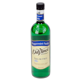 Close-up of DaVinci Gourmet Sugar Free Peppermint Paddy label emphasizing packaging