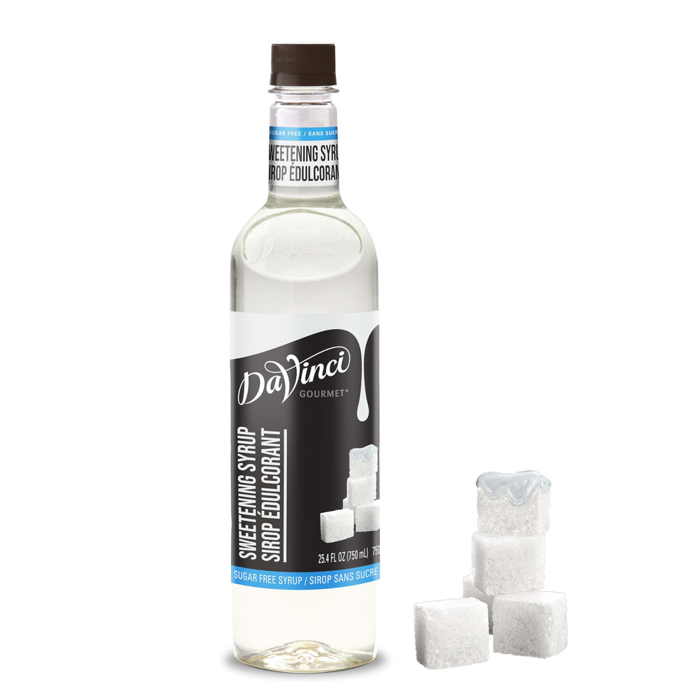 DaVinci Gourmet Sugar-Free Syrup bottle pour for calorie-free flavor in beverages