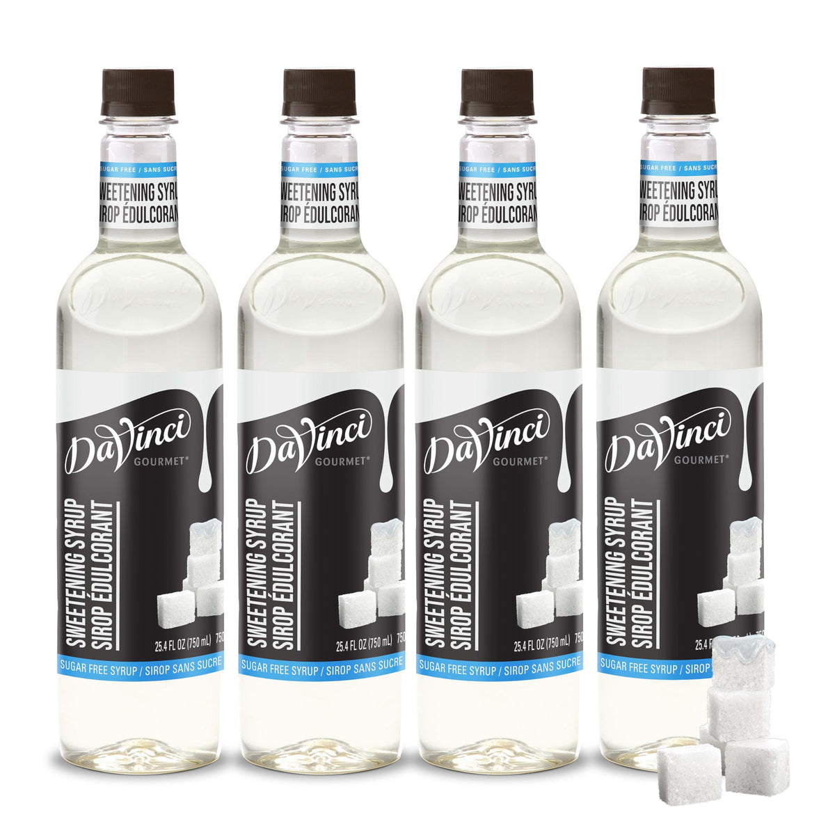 DaVinci Gourmet Sugar-Free Syrup bottle pour for calorie-free flavor in drinks.