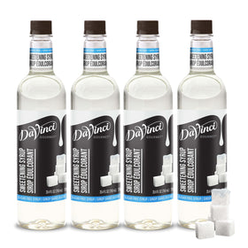 DaVinci Gourmet Sugar-Free Syrup bottle pour for calorie-free flavor in drinks.