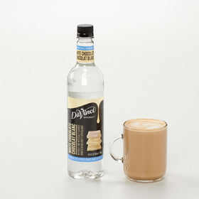 DaVinci Gourmet Sugar-Free White Chocolate Syrup vanilla notes enhance flavor in beverages.