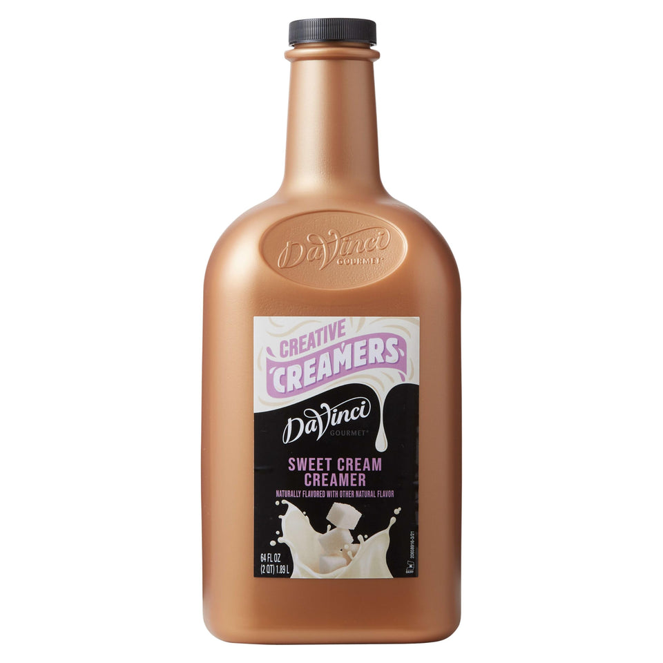 DaVinci Gourmet Sweet Cream bottle pouring to enrich coffee with creamy texture
