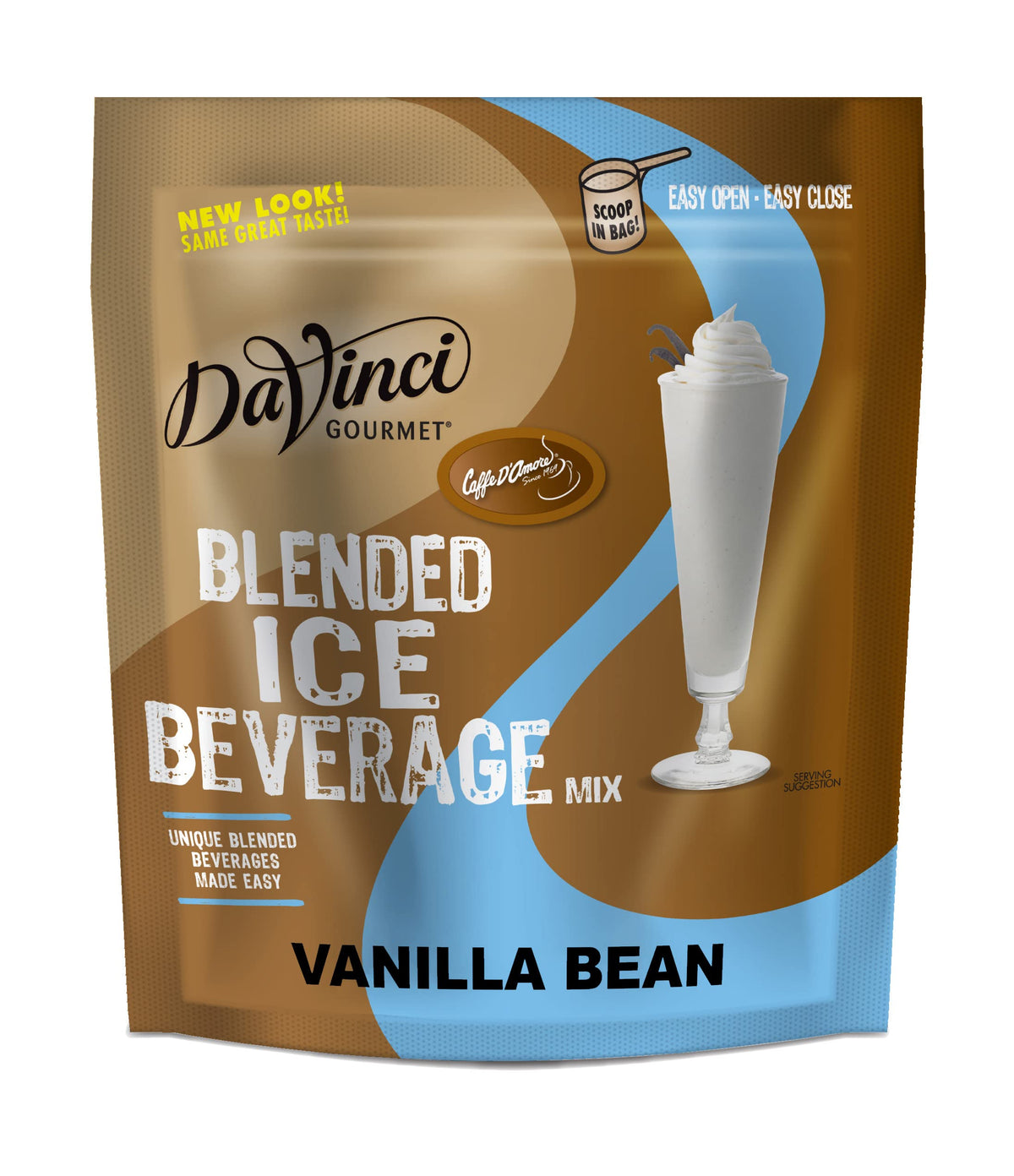 DaVinci Gourmet Vanilla Bean Blended Iced Coffee Mix creates creamy cafe-style frozen beverages