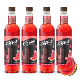 DaVinci Gourmet Watermelon Syrup bottle on counter for refreshing beverages.