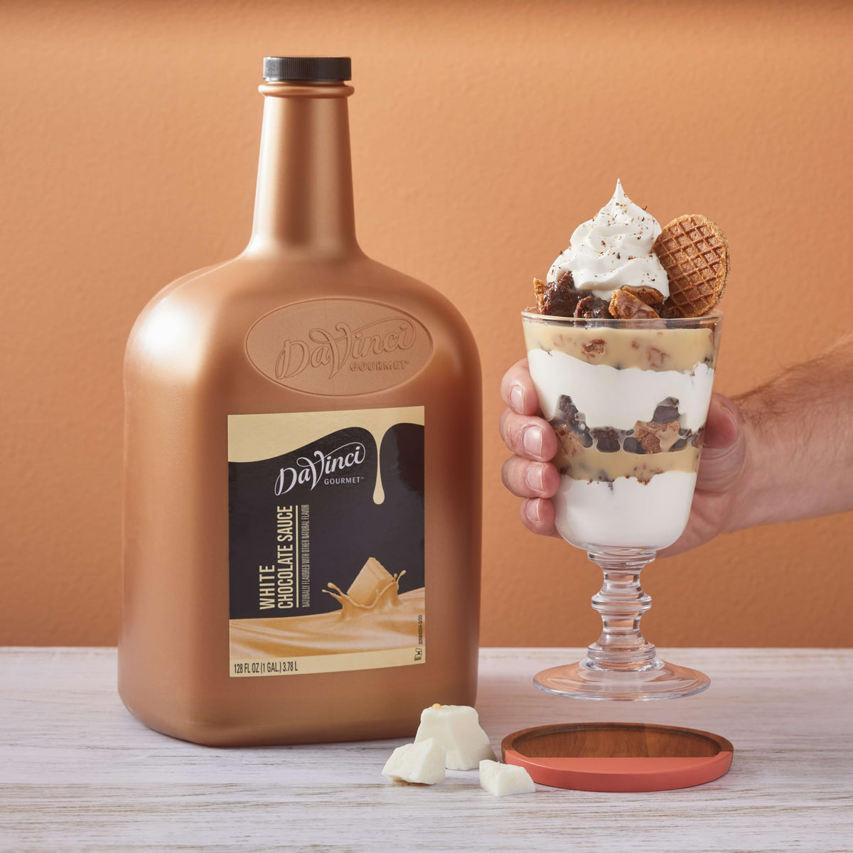 DaVinci Gourmet White Chocolate Sauce added to milkshakes for velvet body.